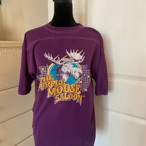 Vintage 80s Purple Moose Saloon Graphic Tee | Made in USA | L